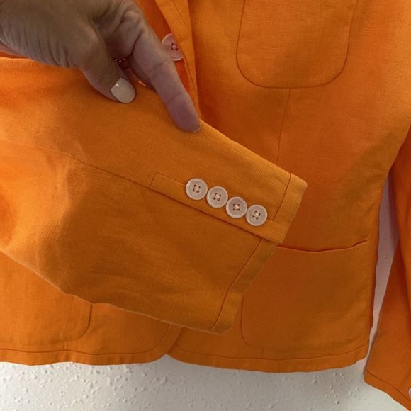 LAUREN | 2 pc suit | orange | lined | size 14 | suit | jacket | like new - Picture 6 of 10